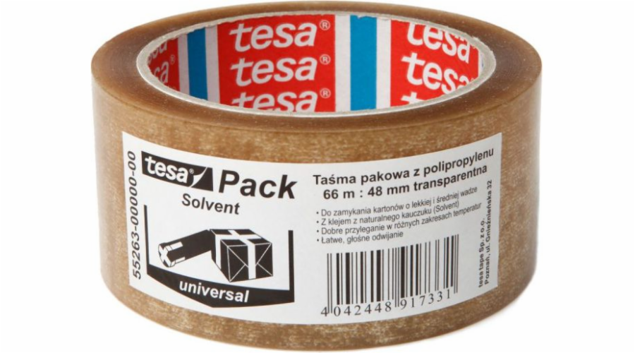 Tesa tesa® SOLVENT balicí páska 66m x 48mm, transparentní (55263-00000-00)