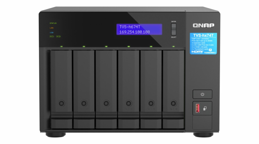 QNAP TVS-h674T-i5-32G (6core, ZFS, 32GB RAM, 6x SATA, 2x M.2 NVMe, 2x 2,5GbE, 2x Thunderbolt 4)