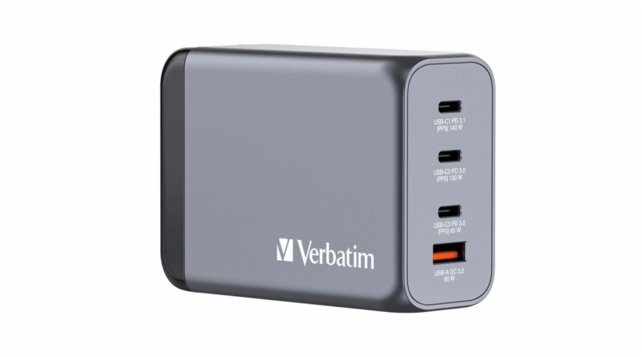 Verbatim GaN-Ladegerät 240W, 1x USB-A , 3x USB-C