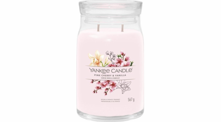 Svíčka ve skleněné dóze Yankee Candle, Růžové třešně a vanilka, 567 g