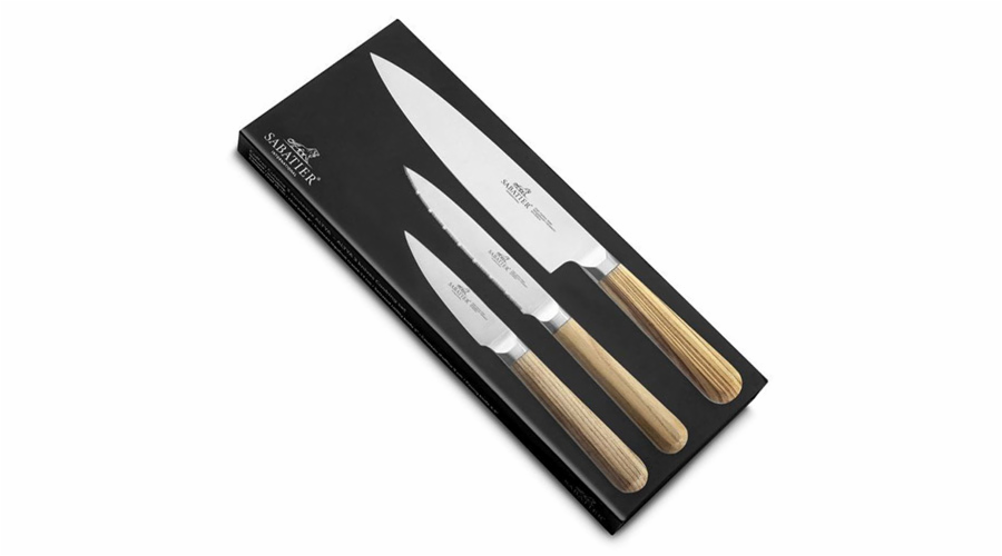 Sada nožů Lion Sabatier International, 880384 Cuisine, sada 3 nožů Altya, jasanová rukojeť