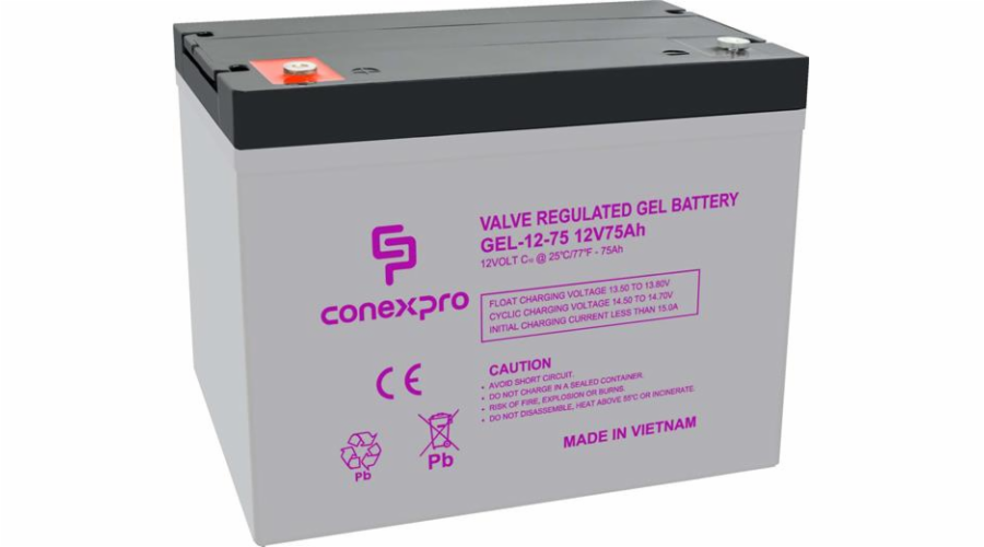 Baterie Conexpro GEL-12-75 GEL, 12V/75Ah, T14-M6, Deep Cycle