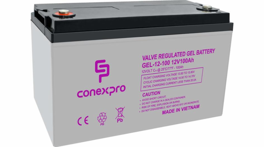 Baterie Conexpro GEL-12-100 GEL, 12V/100Ah, T16-M8, Deep Cycle