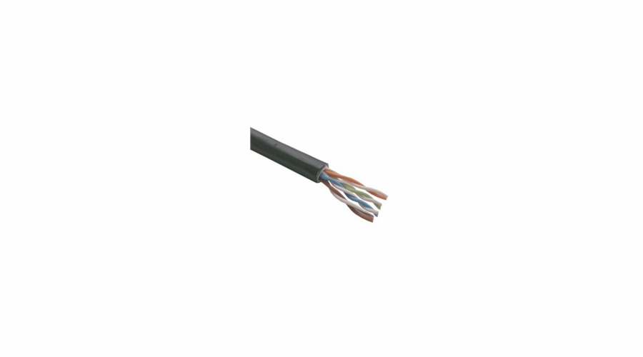 UTP kabel PlanetElite, Cat5E, drát, dvojitý venkovní PE+PVC, černý, 1km, cívka