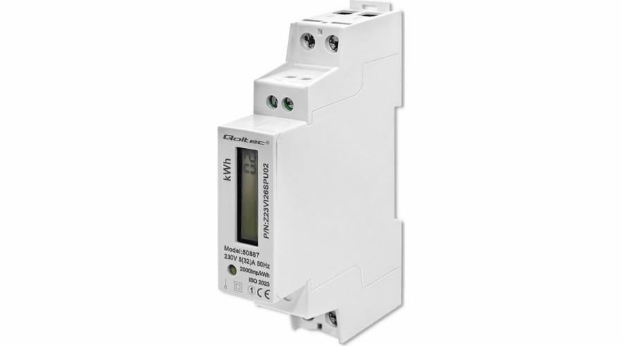 Jednofázové elektronické počítadlo | měřič spotřeby energie na DIN lištu | 230V | LCD | 2P | Štíhlý