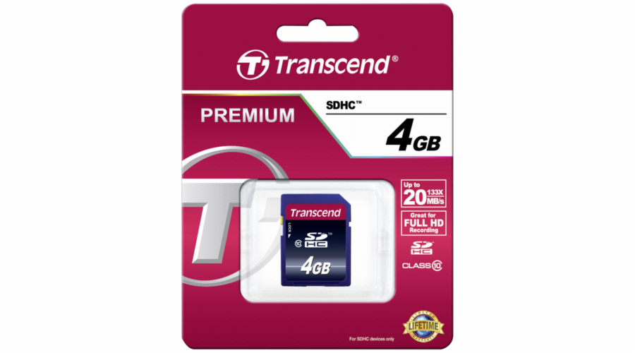 Paměťová karta TRANSCEND 4GB SDHC CARD (SD 3.0 SPD Class 10) memory card