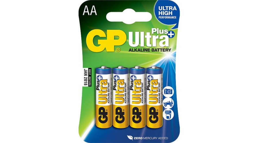 Baterie AA (R6) alkalická GP Ultra Plus Alkaline 4 ks
