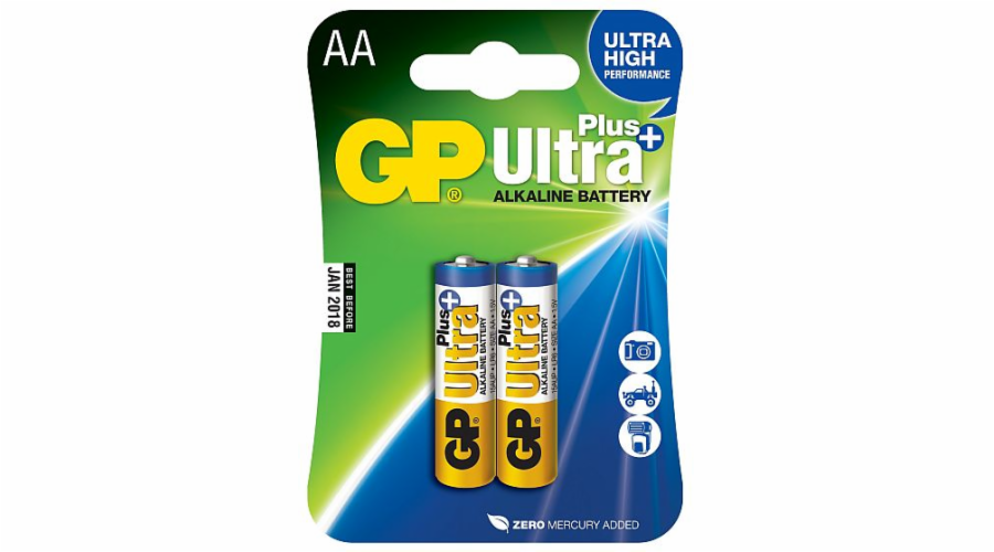 Baterie AA (R6) alkalická GP Ultra Plus Alkaline 2 ks