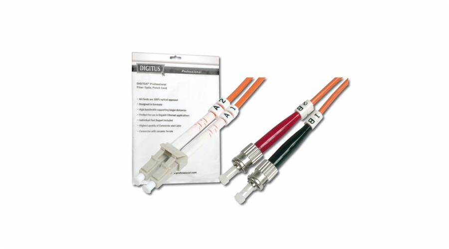 Digitus Fiber Optic Patch Cable, LC to ST,62.5/125 µ, Duplex 3 m