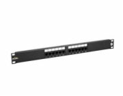 19" patch panel Solarix 12 x RJ45 CAT5E UTP 150 MHz černý 1U SX12-5E-UTP-BK