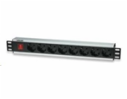 Intellinet 19" Rackmount 8-Way Power Strip - German Type, rozvodný panel, 8x DE zásuvka, 3m kabel