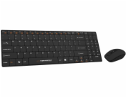 Esperanza EK122K bezdrátová klávesnice, nízkoprofilová, US+myš, 2.4GHz, černá