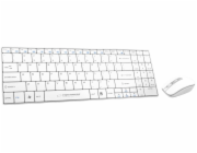 Esperanza EK122W bezdrátová klávesnice, nízkoprofilová, US+myš, 2.4GHz, bílá