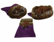 Marysa pelíšek 3v1 pro kočky, fialový/leopard, velikost XL