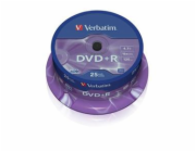 1x25 Verbatim DVD+R 4,7GB 16x Speed, matně stříbrná