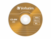 1x5 Verbatim CD-RW 80 / 700MB 10x Speed, Colour, Slim