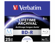 1x5 Verbatim M-Disc BD-R Blu-Ray 25GB 4x Speed, Jewel Case print.