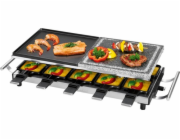 Gril ProfiCook, PC-RG 1144, 2v1 horký kámen/litinová deska, raclette, nastavitelný termostat, 10 pánví, 10 špachtlí, 48,5 x 24 cm, 1700 W