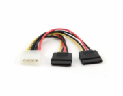 GEMBIRD Kabel SATA napájecí 15cm interní (redukce molex 5,25"/2x SATA)