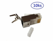 Konektor STP RJ45 (8p8c), Cat6A, 50µm, skládaný, drát - 10 ks