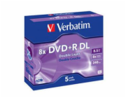 VERBATIM DVD+R DL AZO 8,5GB, 8x, jewel case 5 ks