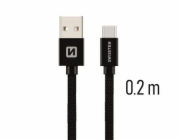 Swissten Datový Kabel Textile Usb / Usb-C 0,2 M Černý