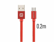 Swissten Datový Kabel Textile Usb / Micro Usb 0,2 M Červený