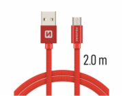 Swissten Datový Kabel Textile Usb / Micro Usb 2,0 M Červený