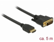 Delock - Kabel adaptéru - DVI-D s piny (male) do HDMI s piny (male) - 5 m - trojnásobně stíněný - černá - křídlové šrouby