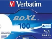 1x5 Verbatim BD-R Blu-Ray 100GB 4x Speed wide printable JC