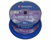 VERBATIM DVD+R(50-pack)/Double Layer/Spindle/ 8X 8.5GB Matt Silver