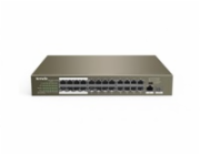 Tenda TEF1126P-24-250W PoE AF / AT switch - 24x PoE 100 Mb/s + 2x Uplink 1Gb/s RJ45/SFP, PoE+ 225W