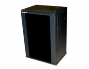XtendLan 19" nástěnný rozvaděč 15U 600x450, nosnost 60 kg, skleněné kouřové dveře, rozložený, černý