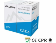 LANBERG LAN KABEL CAT.6 UTP 305M PEVNÝ CU ŠEDÝ CPR + FLUKE PASSED 