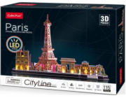 CubicFun - Puzzle 3D Pařížs s LED světlem - 115 dílků