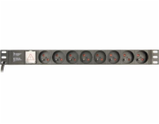 EnerGenie EG-PDU-014-F Jednotka rozvaděče napájení (8 zásuvek FR, 1U, 16A, zástrčka Schuko, 3 m, černá barva)