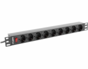 Lanberg POWER STRIP RACK PDU 19 LANBERG 1U 16A 9X SCHUKO 3M ČERNÁ