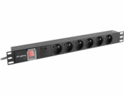 Lanberg LANBERG PDU lišta napájecí 1U 16A 2m 6 gn. PDU-06E-0200-BK