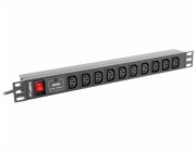 Lanberg RACK PDU LANBERG 1U 10A 10X IEC C13 2M ČERNÁ C14 (PDU-10I-0200-IEC-BK)