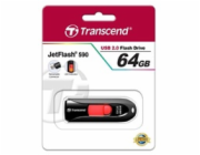 TRANSCEND USB Flash Disk JetFlash®590K, 64GB, USB 2.0, Black (R/W 16/6 MB/s)