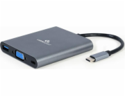 Gembird USB-C 6v1 multiport USB 3.1 + HDMI + VGA + PD + čtečka karet + stereo audio