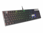Genesis herní mechanická klávesnice THOR 420/RGB/Content Slim Blue/Drátová USB/US layout/Šedá
