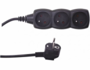 Prodlužovací kabel 1,5m / 3 zásuvky / černý / PVC / 1mm2