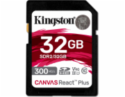 Kingston SDHC karta 32GB Canvas React Plus SDHC UHS-II 300R/260W U3 V90 for Full HD/4K/8K