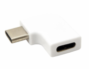 Redukce USB C(M) - USB C(F) lomená 90°, bílá
