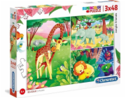 Clementoni Puzzle 3x48 Super barevní přátelé z džungle