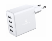 Swissten síťový adaptér 4x usb 20w bílý