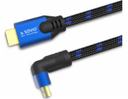 HDMI-HDMI V2.1, 3M, 8K, Angular, OFC, Copper, Golden Ends, Ethernet/3D CL-148 SAVIO Blue-Black