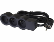 LEGRAND Revolution prodlužovací přívod 3x2P+T, kabel 3m, černo-šedá
