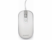 GEMBIRD myš MUS-4B-06-WS, drátová, optická, USB, bílá/stříbrná